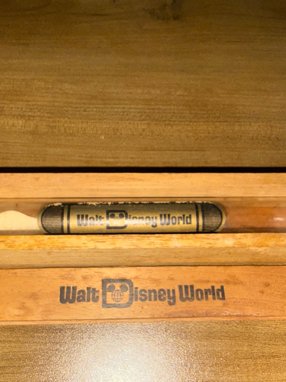 Vintage Disney World Wooden Single Cigar Box With Glass Cigar Tube